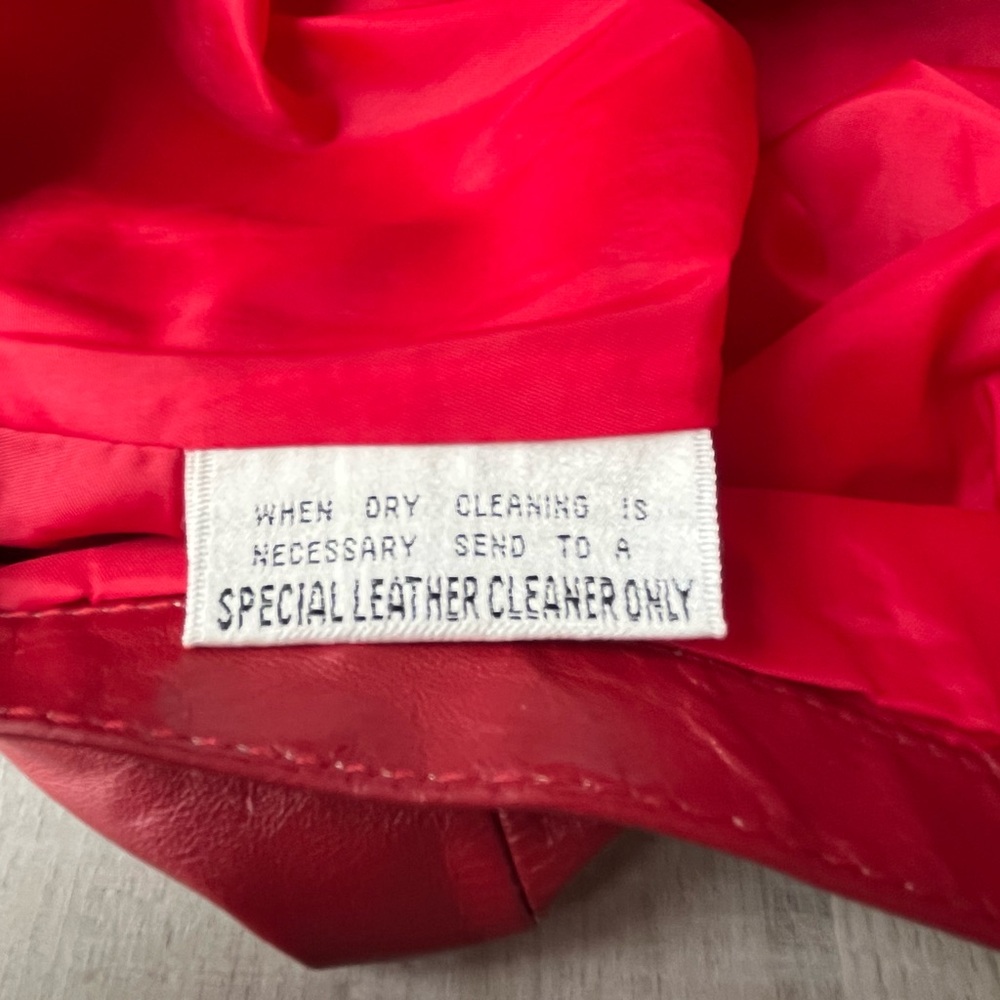 G-III REAL LEATHER Vintage Red Lined Pencil Skirt Size 9/10 - Picture 3 of 11